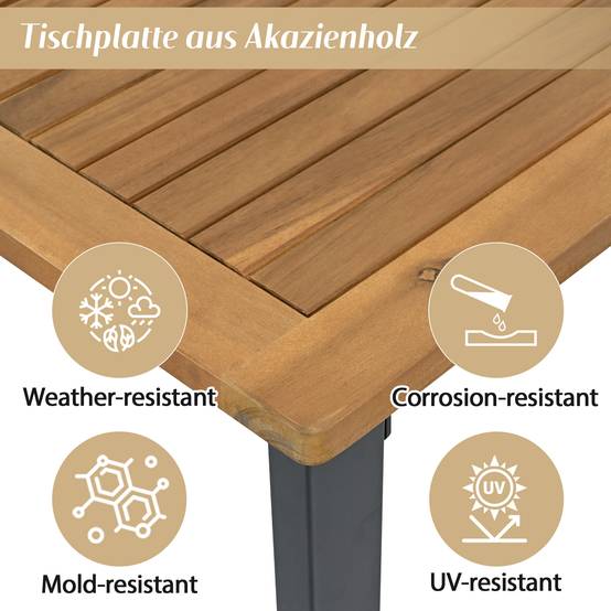 Salon de jardin 6 places acier acacia extérieur modulable coussins beiges - ComfortXL Outdoor Living - Image 6