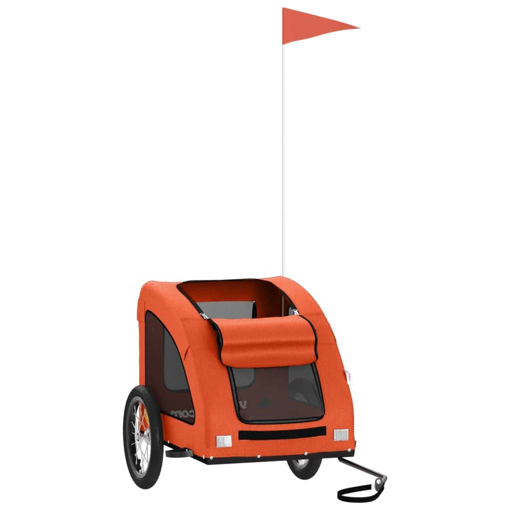 Remorque de vélo pour animaux fer et tissu orange 125 x 63 x 66 cm - PANGIVO - Image 3