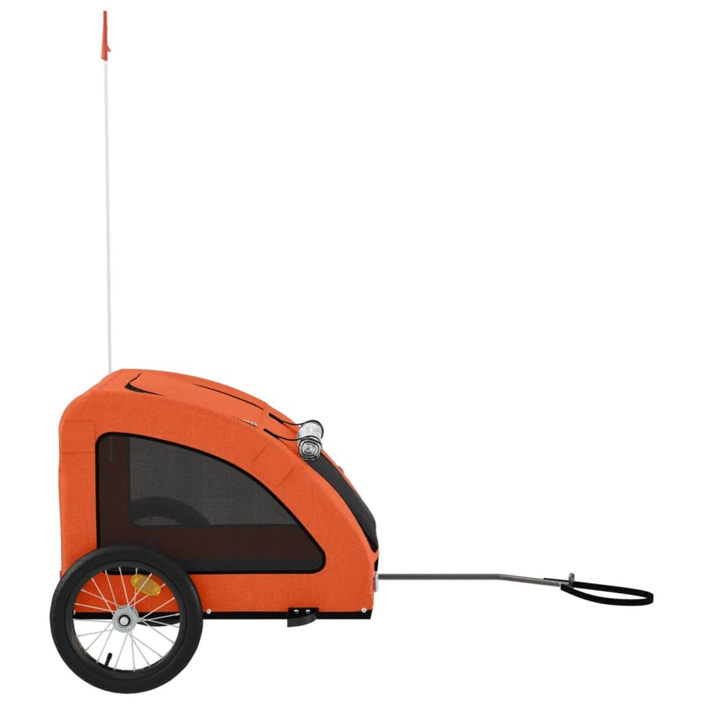 Remorque de vélo pour animaux fer et tissu orange 125 x 63 x 66 cm - PANGIVO - Image 6