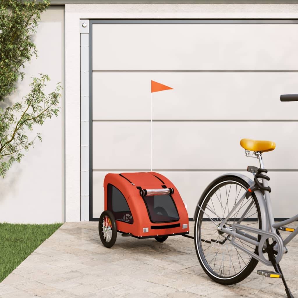 Remorque de vélo pour animaux fer et tissu orange 125 x 63 x 66 cm - PANGIVO - Image 1