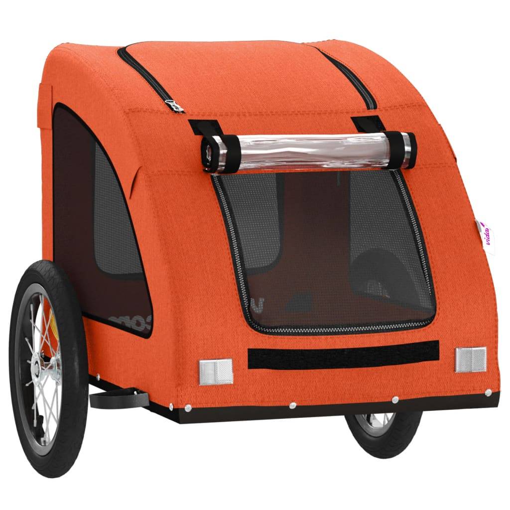 Remorque de vélo pour animaux fer et tissu orange 125 x 63 x 66 cm - PANGIVO - Image 5
