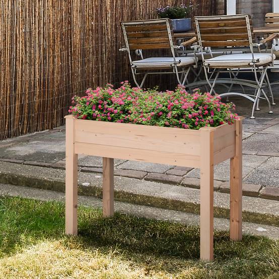 Carré potager surélevé Bois de sapin pour extérieur Culture avec drainage 86cm naturel - ComfortXL Outdoor Living - Image 4