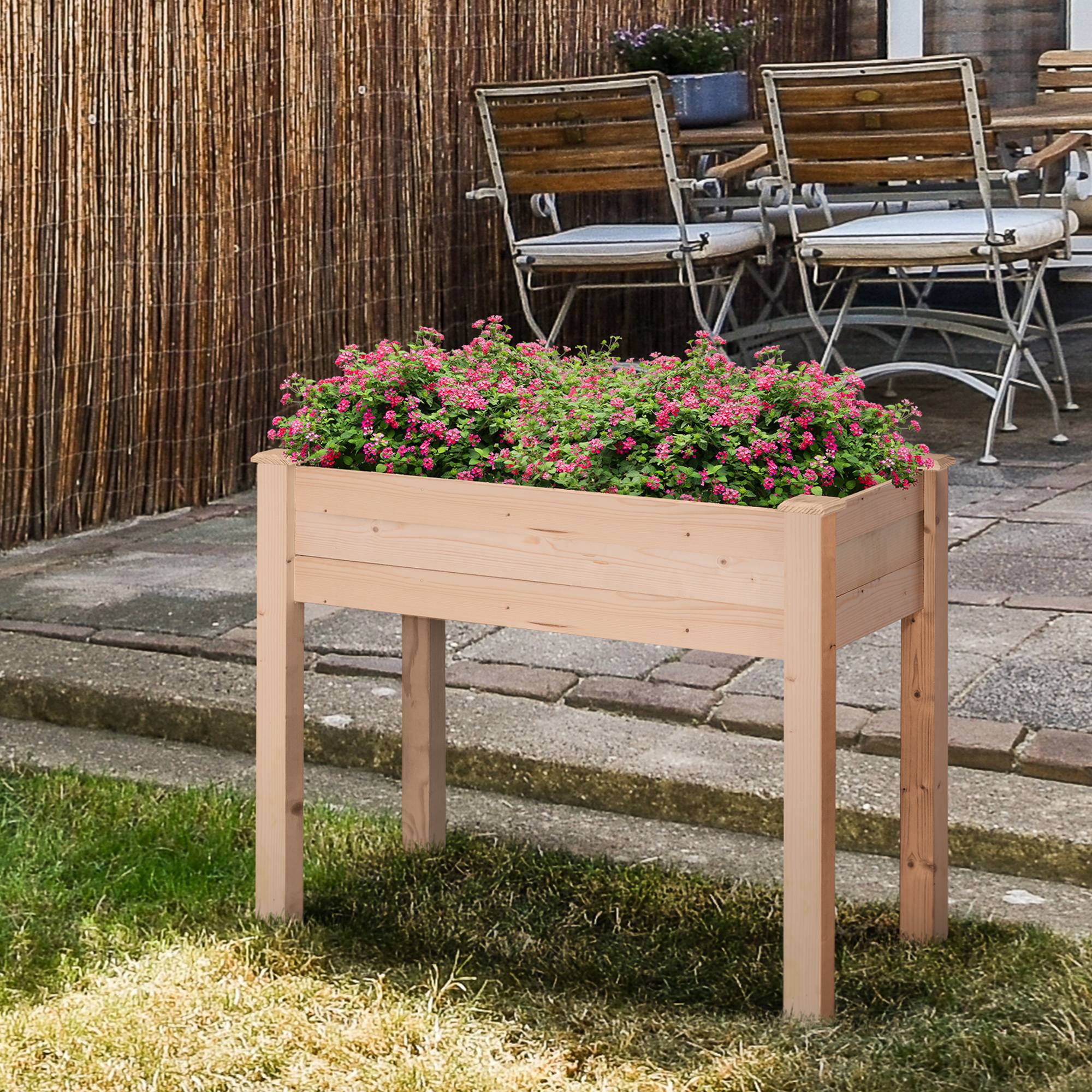 Carré potager surélevé Bois de sapin pour extérieur Culture avec drainage 86cm naturel - ComfortXL Outdoor Living - Image 4