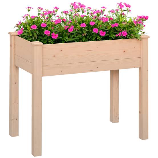 Carré potager surélevé Bois de sapin pour extérieur Culture avec drainage 86cm naturel - ComfortXL Outdoor Living - Image 1