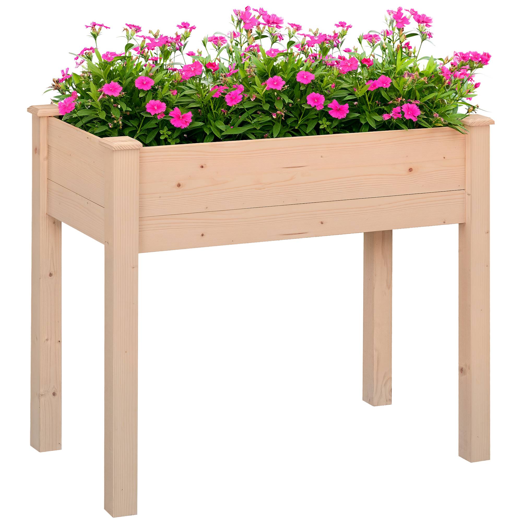 Carré potager surélevé Bois de sapin pour extérieur Culture avec drainage 86cm naturel - ComfortXL Outdoor Living - Image 1