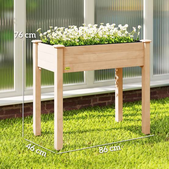 Carré potager surélevé Bois de sapin pour extérieur Culture avec drainage 86cm naturel - ComfortXL Outdoor Living - Image 5