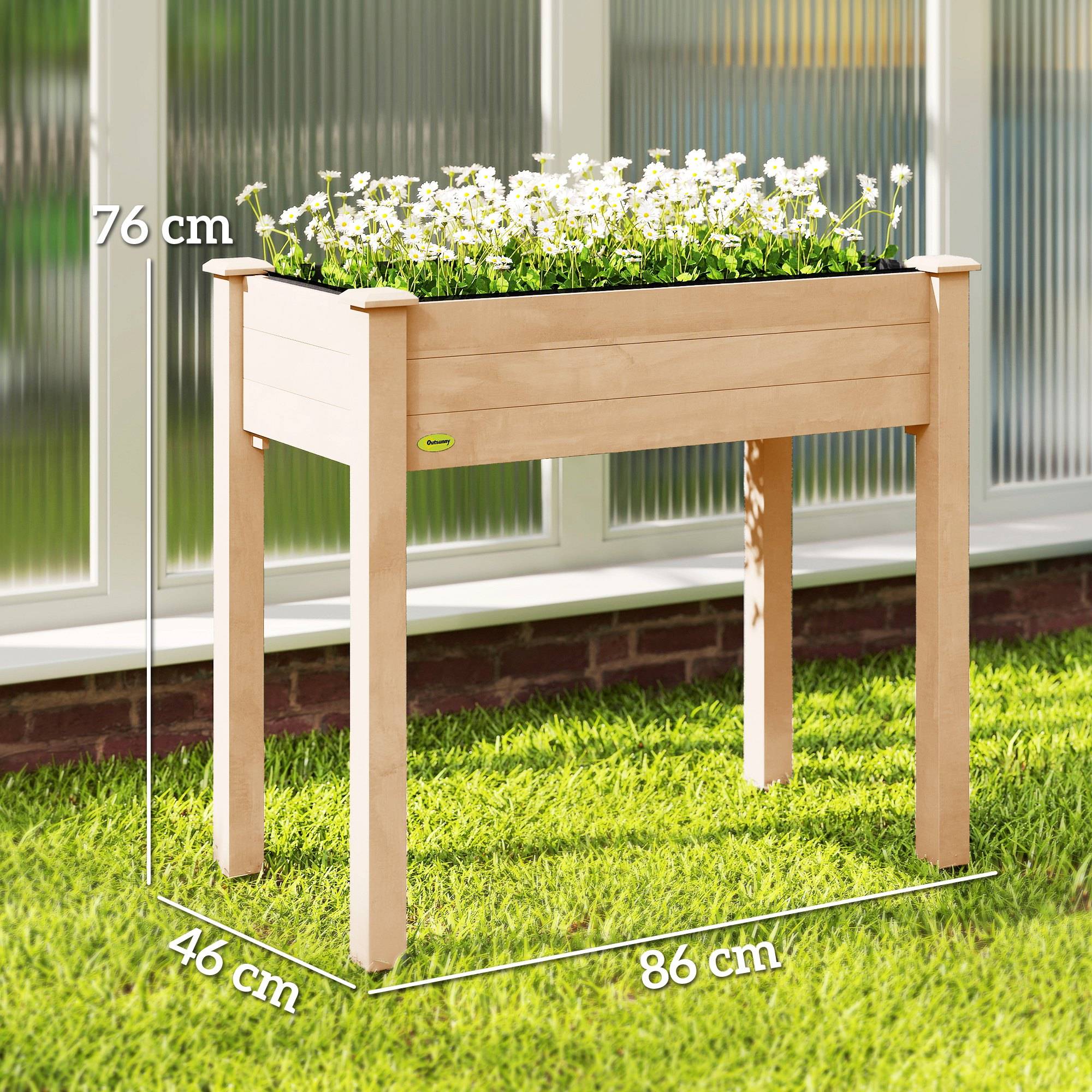 Carré potager surélevé Bois de sapin pour extérieur Culture avec drainage 86cm naturel - ComfortXL Outdoor Living - Image 5