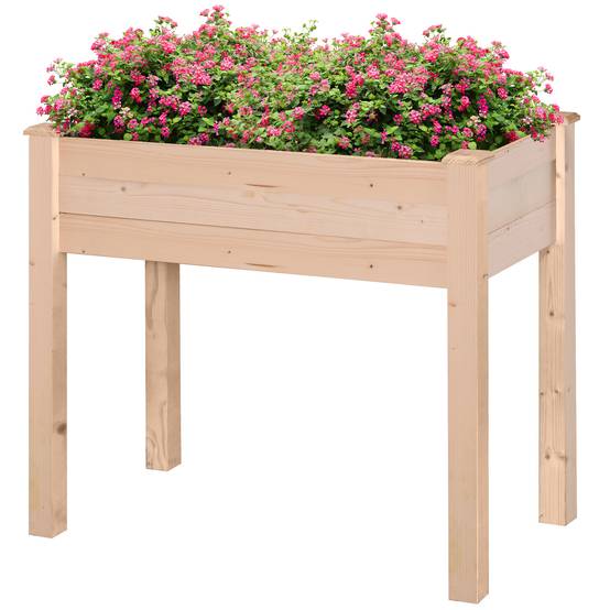 Carré potager surélevé Bois de sapin pour extérieur Culture avec drainage 86cm naturel - ComfortXL Outdoor Living - Image 2