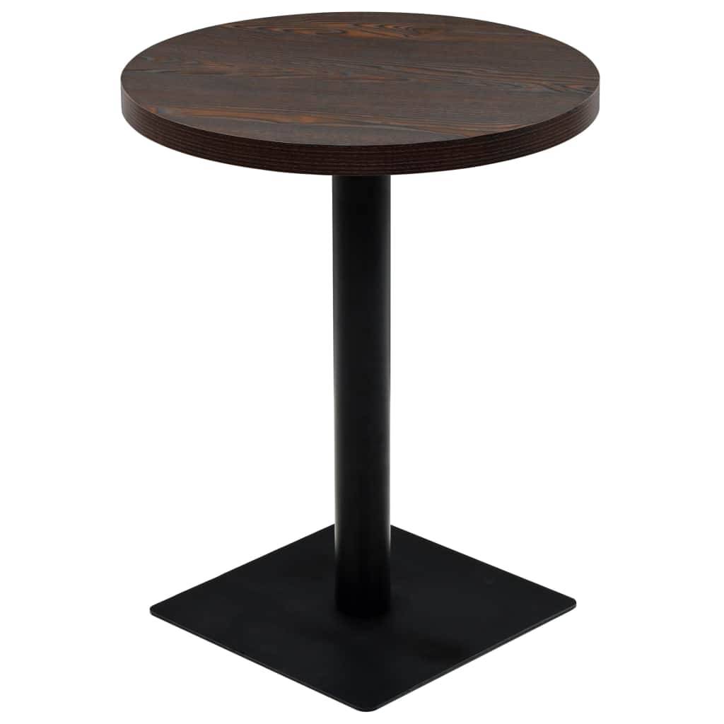 Helloshop26 - Table haute mange debout bar bistrot MDF et acier rond 60 cm frêne foncé marron - Image 1