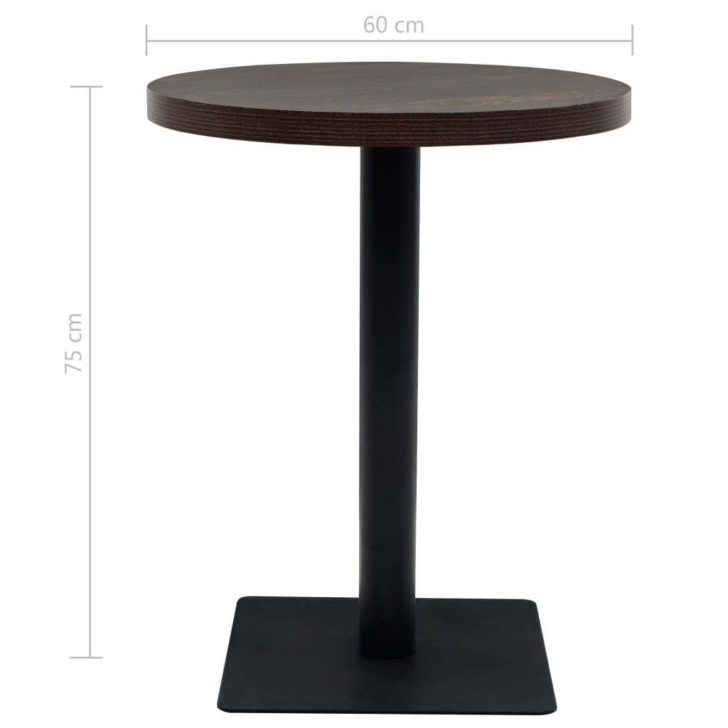 Helloshop26 - Table haute mange debout bar bistrot MDF et acier rond 60 cm frêne foncé marron - Image 4