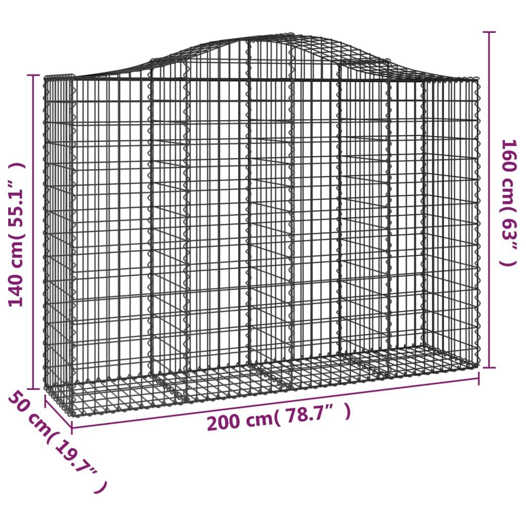 Vidaxl - Panier de gabions arqué 200x50x140/160 cm Fer galvanisé vidaXL 153397 - Image 3