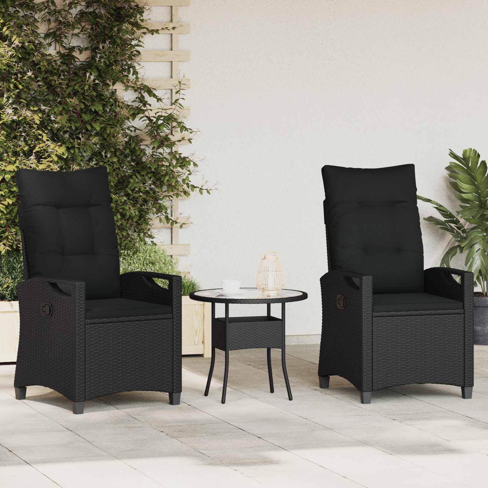 Chaises de jardin acier et polyester noir 56 x 64 x 94 cm - PANGIVO