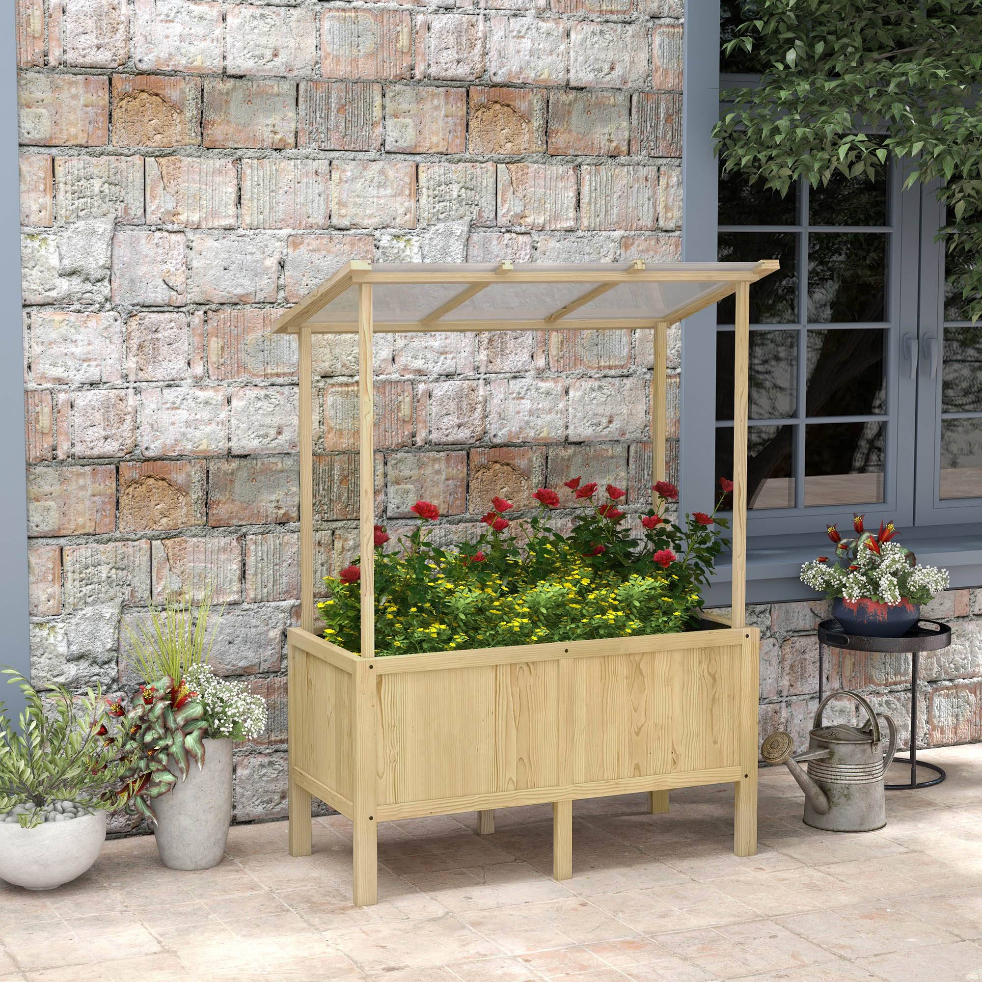 Carré potager avec toit bois de sapin naturel 110 x 60 x 152 cm - PANGIVO - Image 3