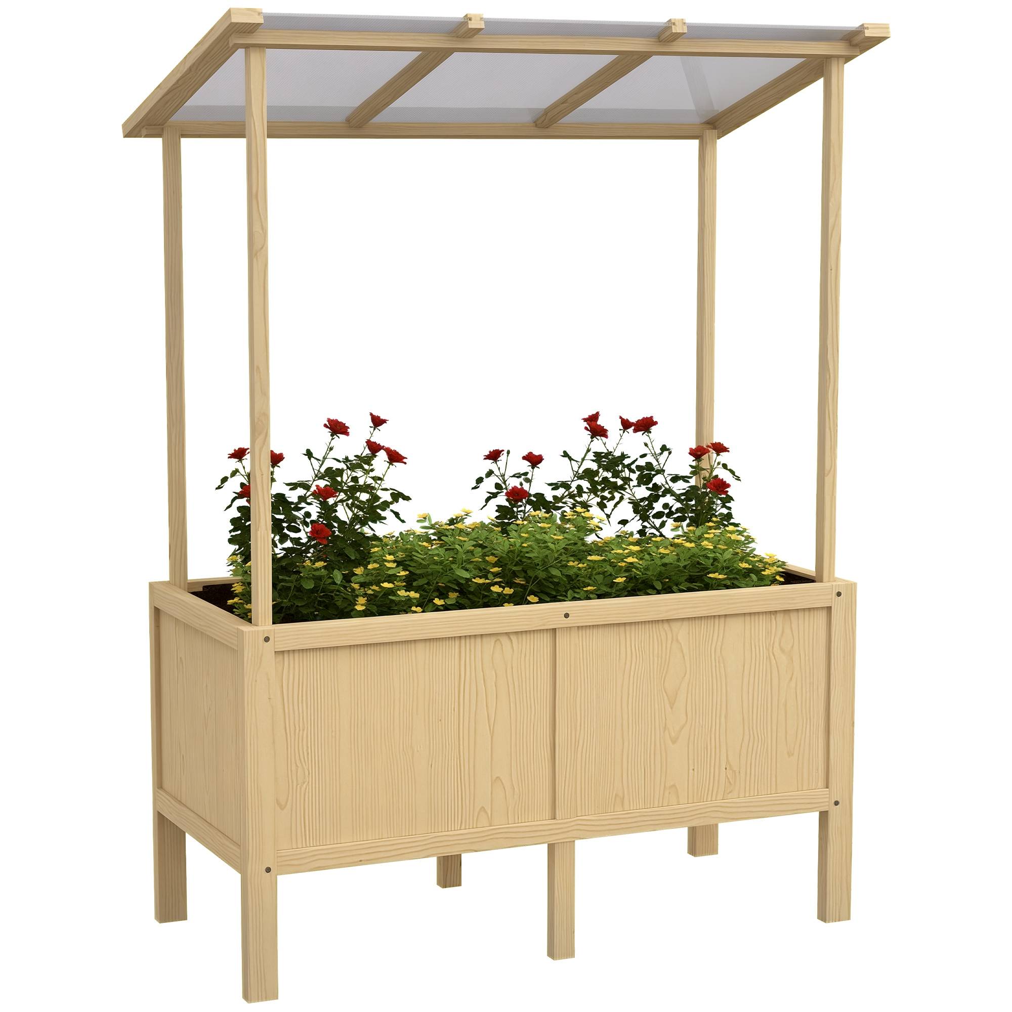 Carré potager avec toit bois de sapin naturel 110 x 60 x 152 cm - PANGIVO - Image 1