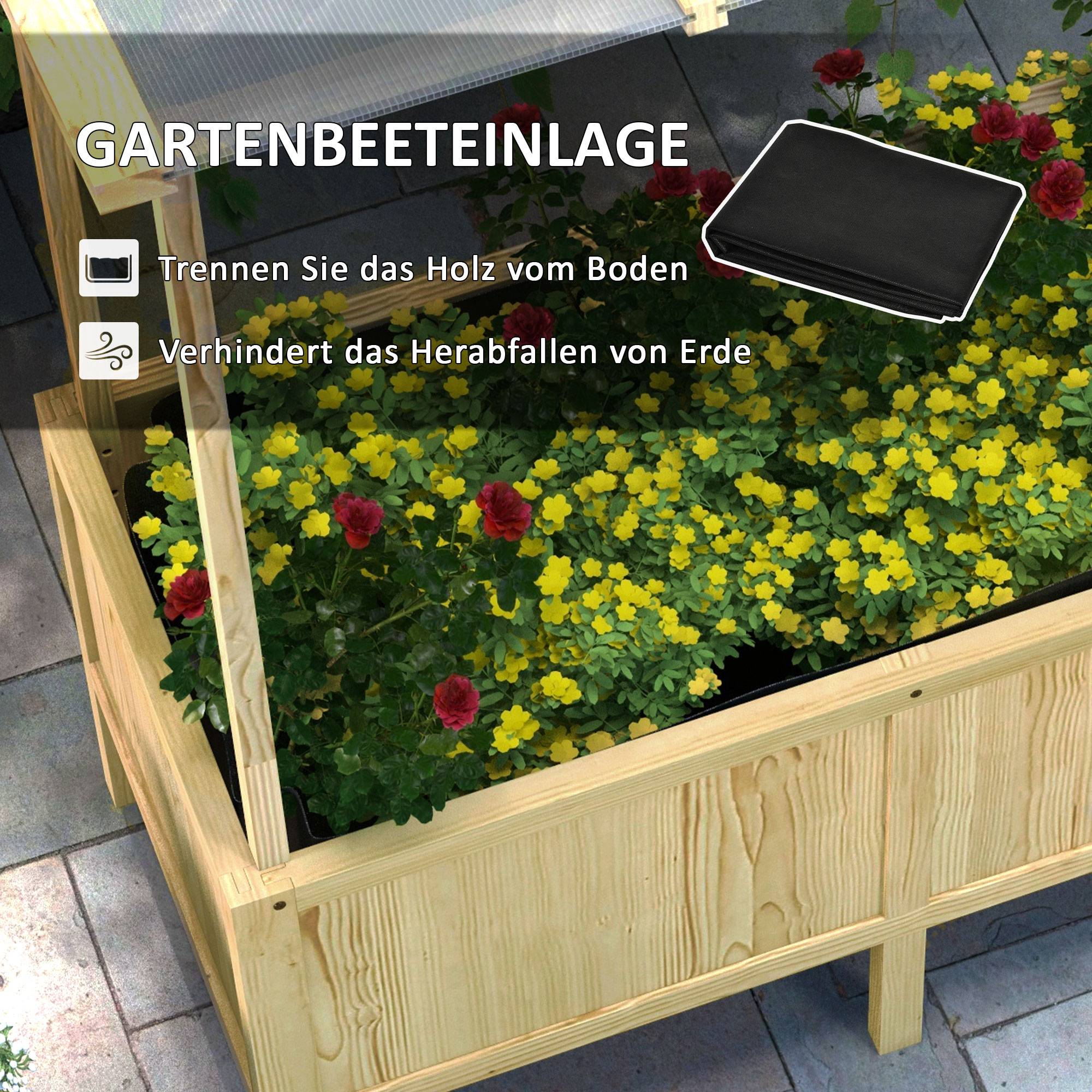 Carré potager avec toit bois de sapin naturel 110 x 60 x 152 cm - PANGIVO - Image 8