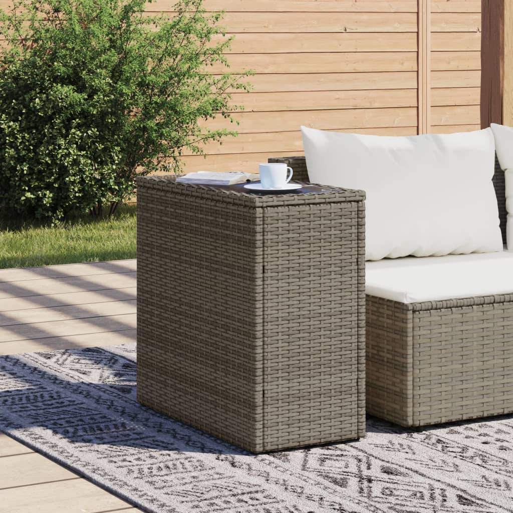 Petite Console de Balcon Grise en Poly Rotin et Verre, Table d'Extérieur Design 58cm – ComfortXL Outdoor Living - Image 3