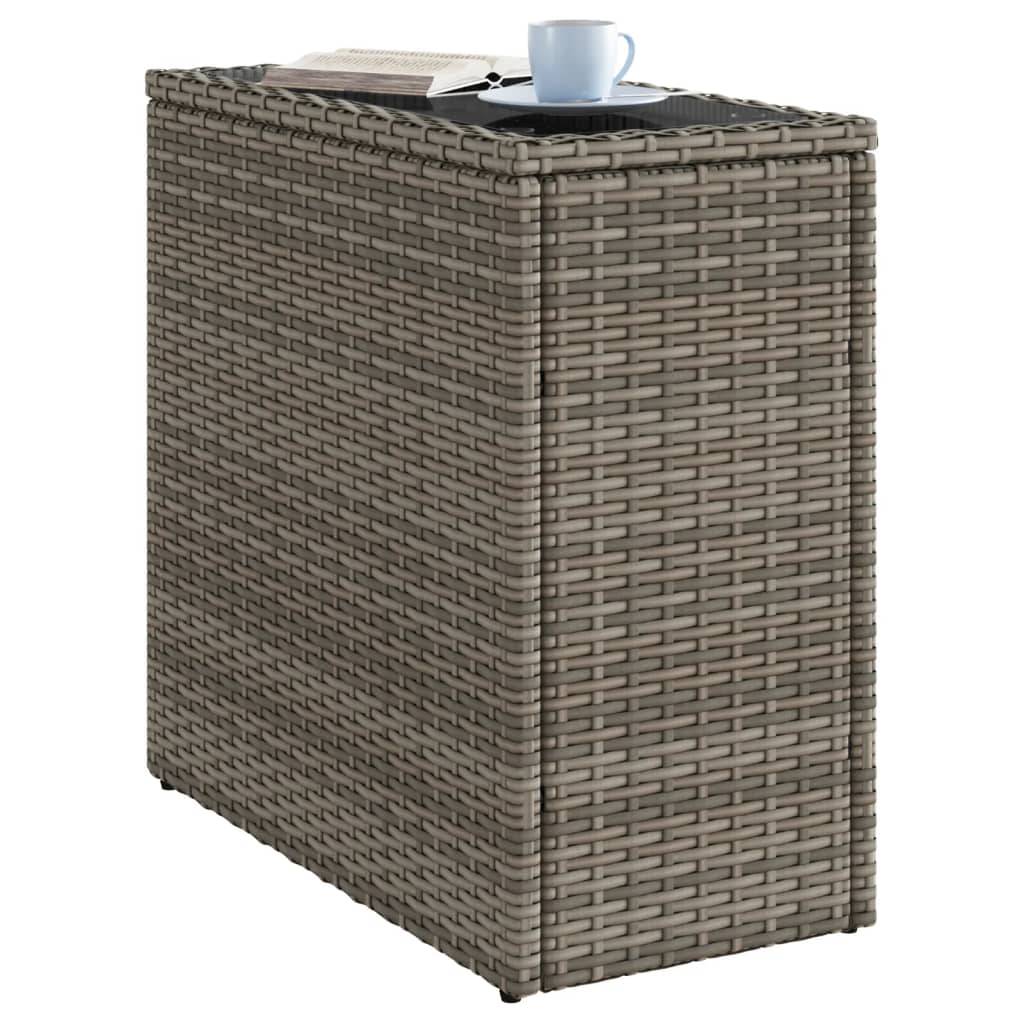 Petite Console de Balcon Grise en Poly Rotin et Verre, Table d'Extérieur Design 58cm – ComfortXL Outdoor Living - Image 4
