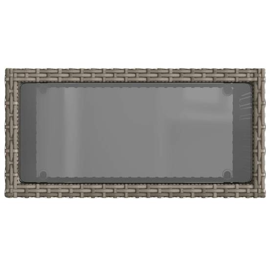 Petite Console de Balcon Grise en Poly Rotin et Verre, Table d'Extérieur Design 58cm – ComfortXL Outdoor Living - Image 8