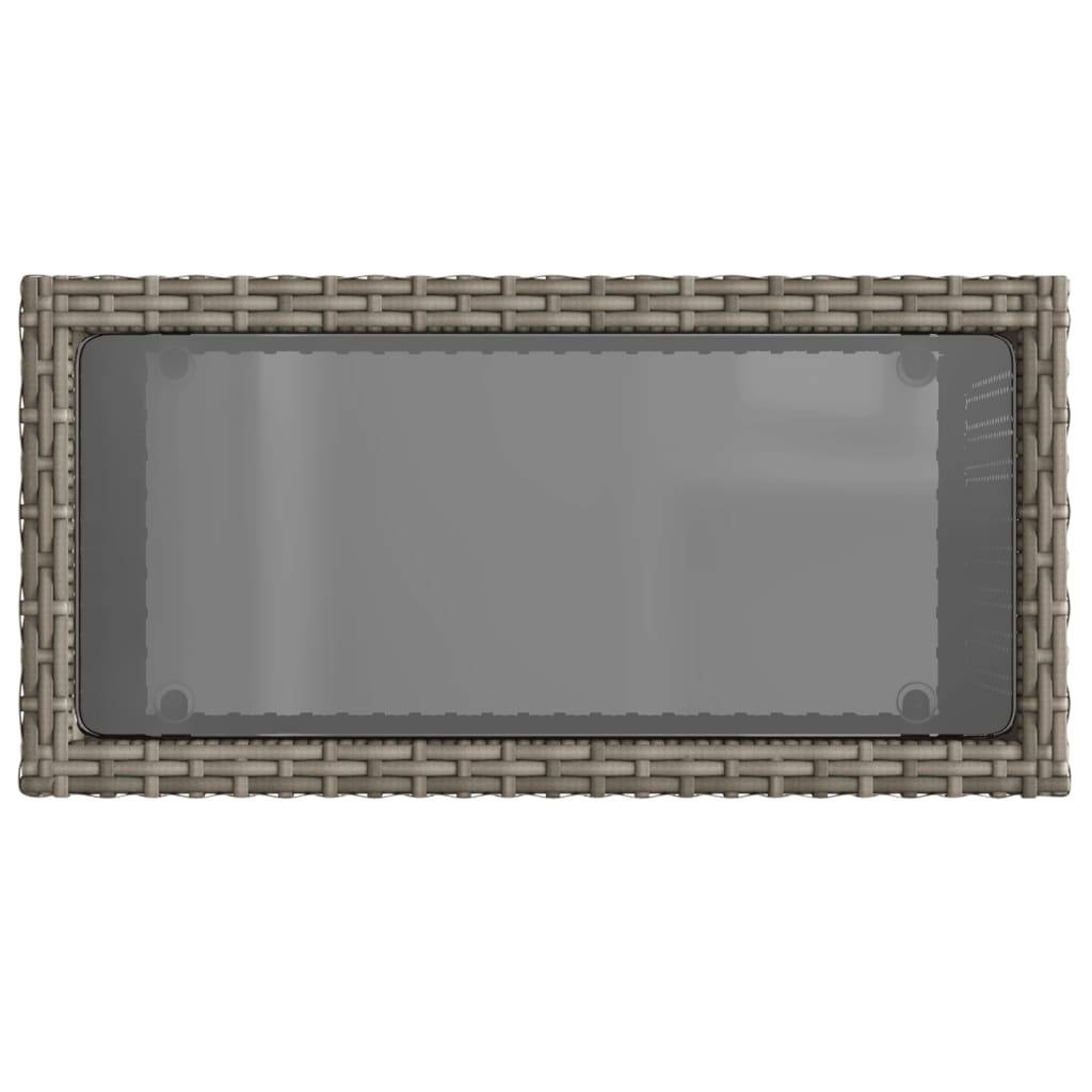 Petite Console de Balcon Grise en Poly Rotin et Verre, Table d'Extérieur Design 58cm – ComfortXL Outdoor Living - Image 8