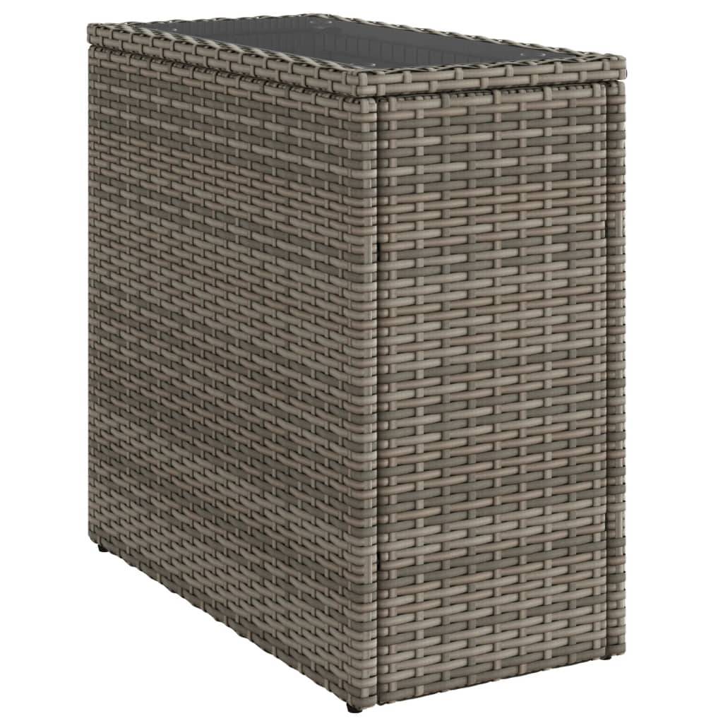 Petite Console de Balcon Grise en Poly Rotin et Verre, Table d'Extérieur Design 58cm – ComfortXL Outdoor Living - Image 2