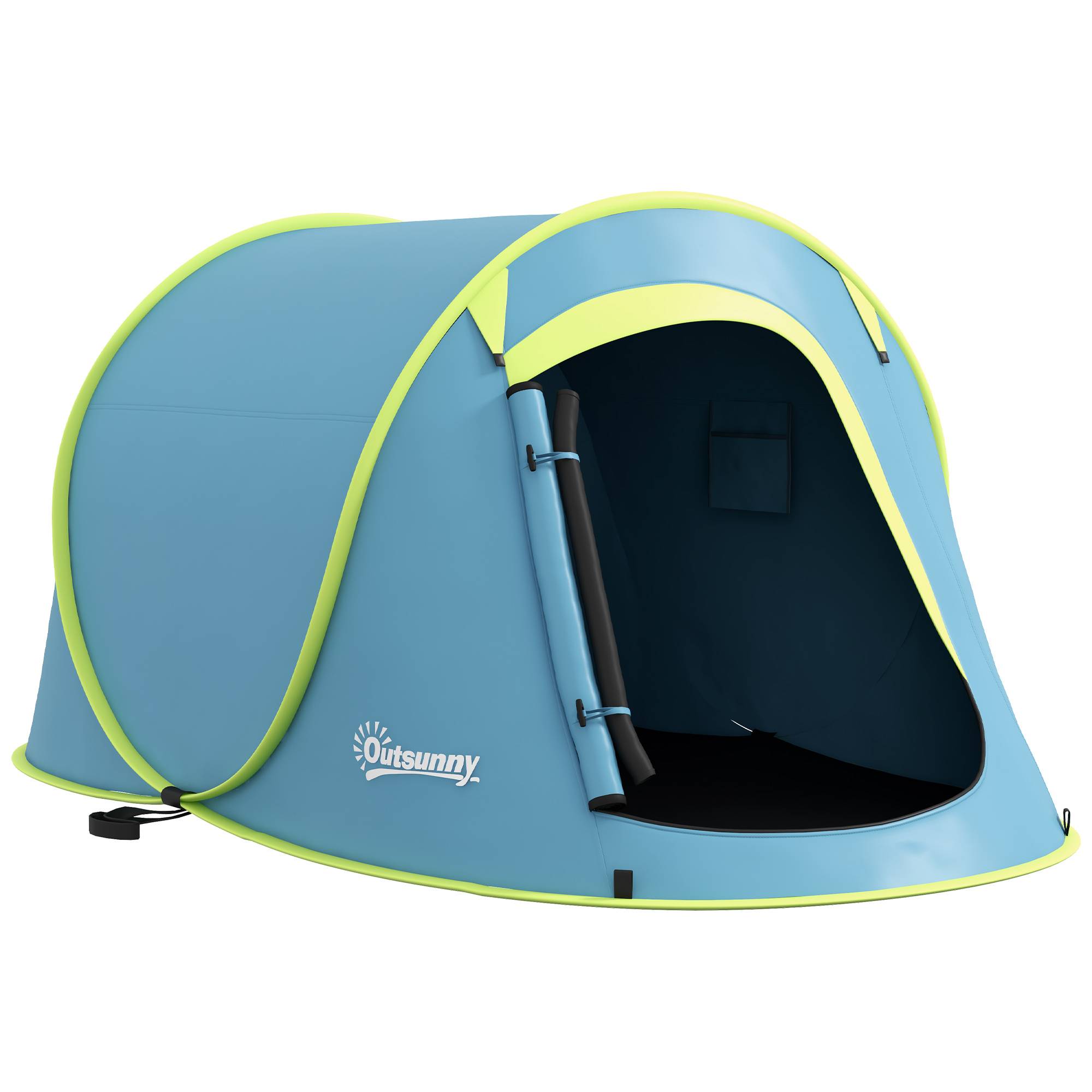 Tente bleue 2 personnes imperméable 2000 mm avec sac 245 x 148 x 105 cm camping extérieur compact pratique - Image 1