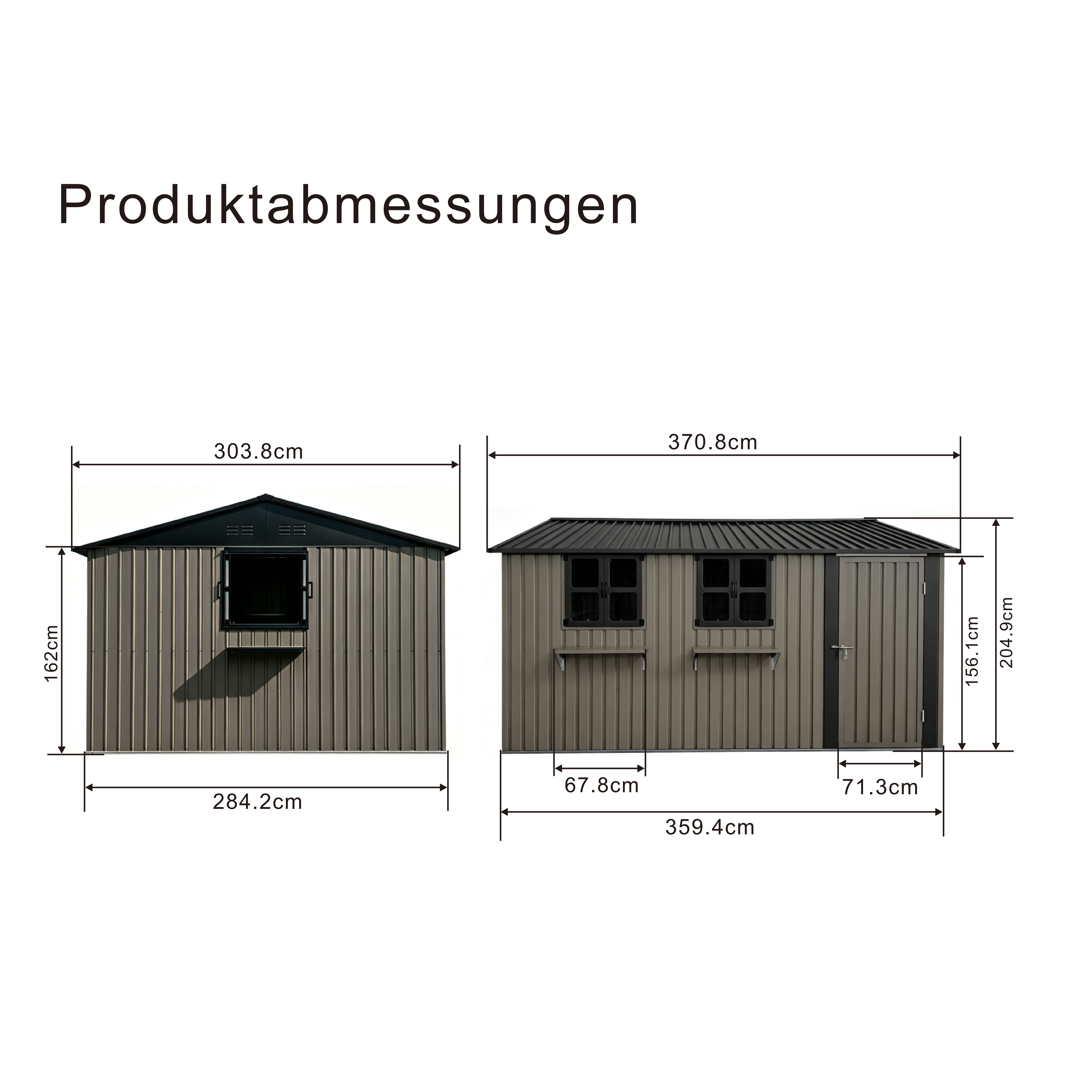 ComfortXL - Abri de jardin acier galvanisé brun 359 x 284 cm 10,21 m² rangement extérieur 3 fenêtres - ComfortXL Outdoor Living - Image 4