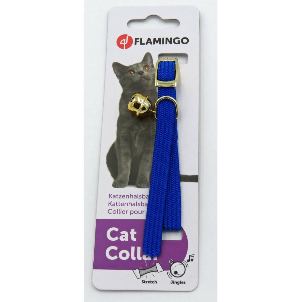 Flamingo - Collier 32 cm x 10 mm collier élastique avec clochette bleu pour chat - Image 2