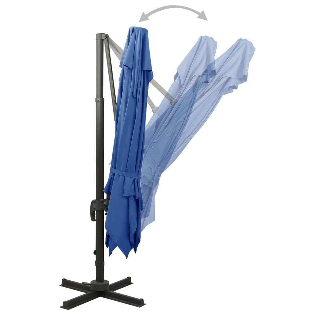Helloshop26 - Parasol déporté à double toit 300 x 300 cm bleu - Image 4
