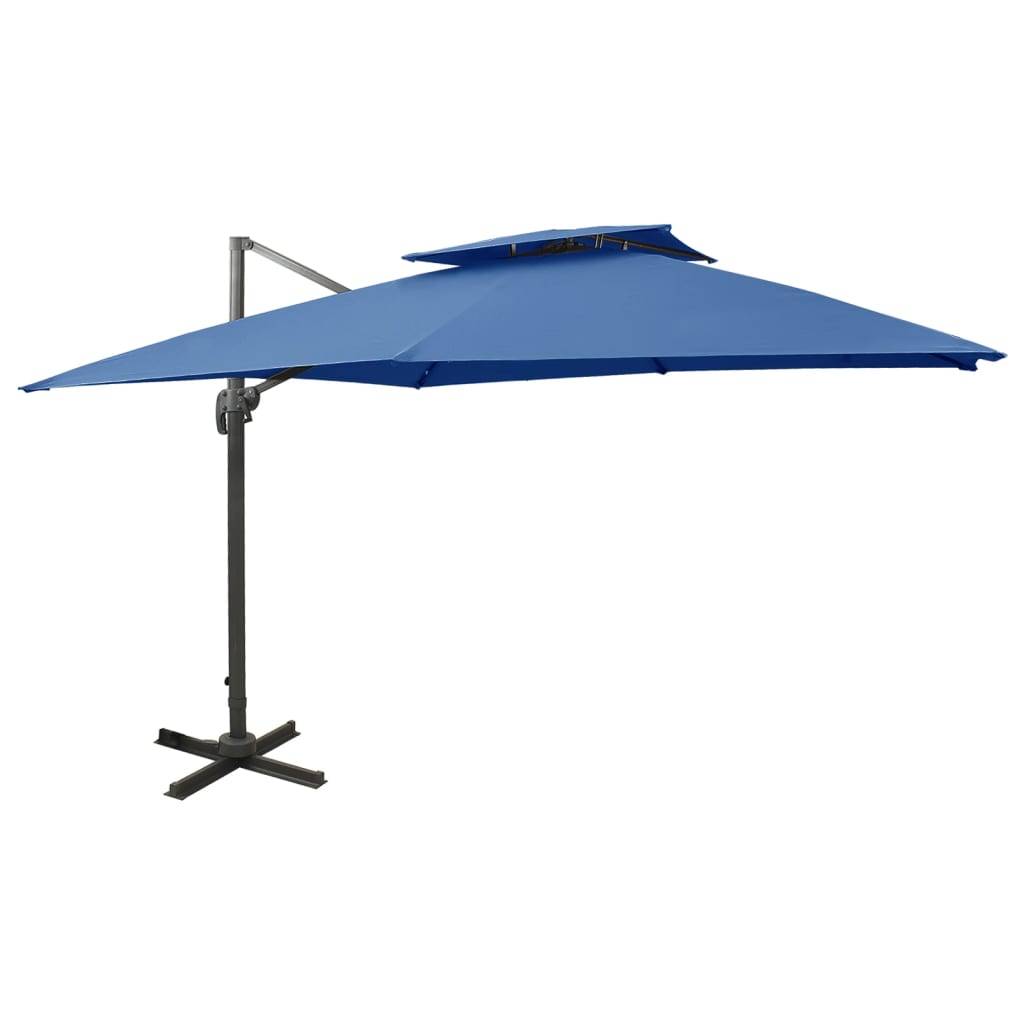 Helloshop26 - Parasol déporté à double toit 300 x 300 cm bleu - Image 1