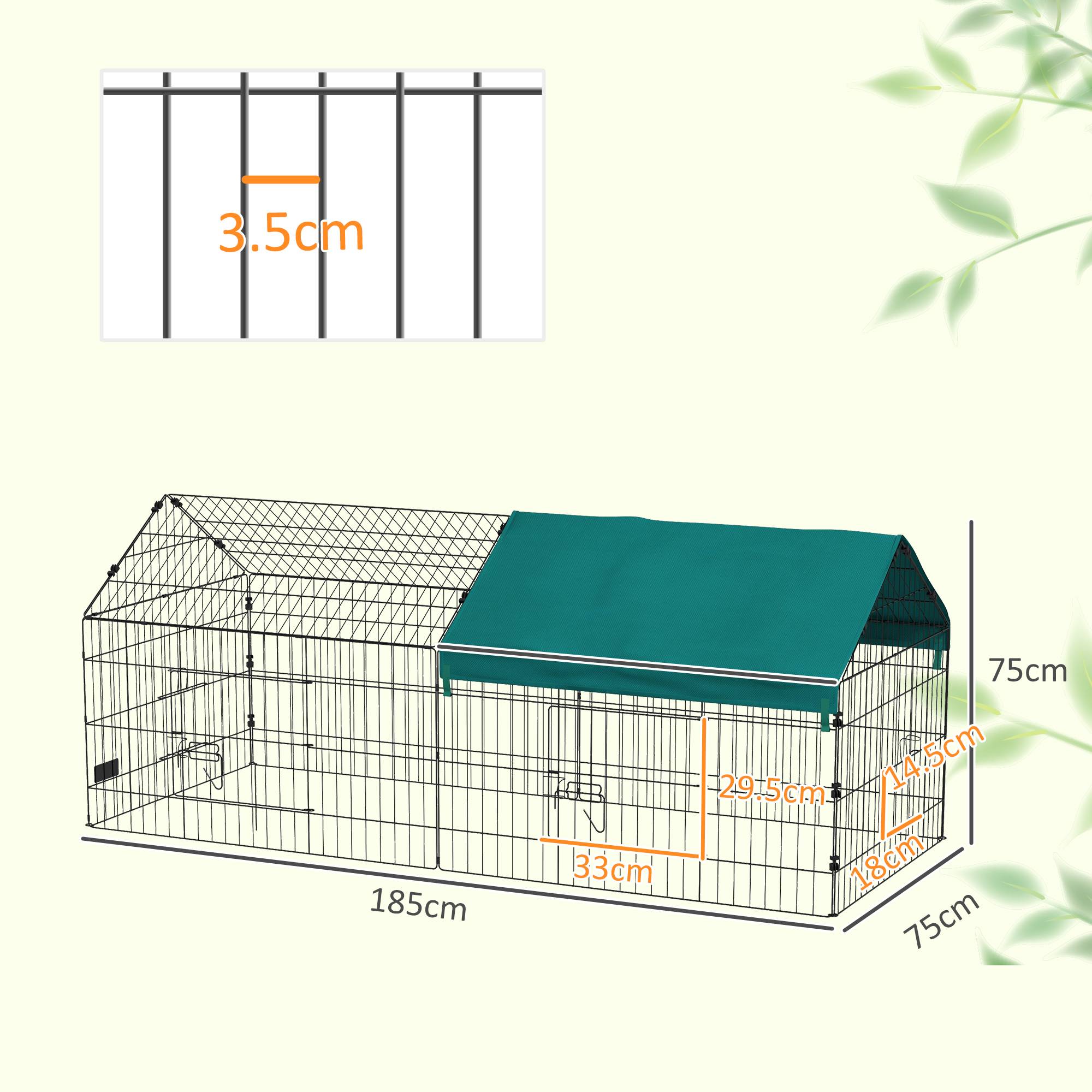 ComfortXL - Cage lapins poules acier extérieur avec bâche protection 185x75x75cm Vert - ComfortXL Outdoor Living - Image 5
