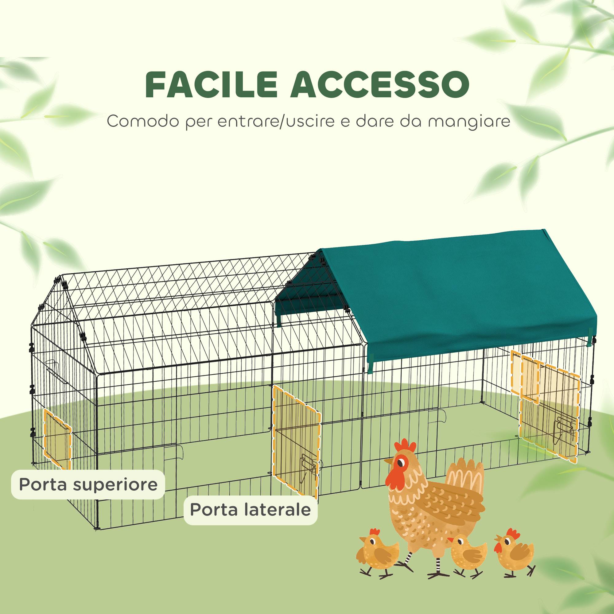 ComfortXL - Cage lapins poules acier extérieur avec bâche protection 185x75x75cm Vert - ComfortXL Outdoor Living - Image 6
