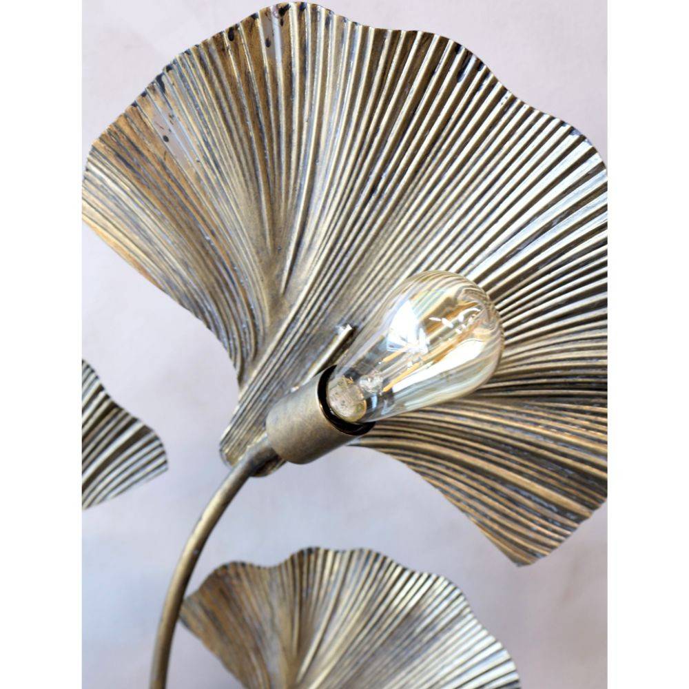Chemin De Campagne - Lampadaire 4 feuilles ginko en métal laiton antique 65 x 25 x 150 cm Chemin de campagne - Image 5