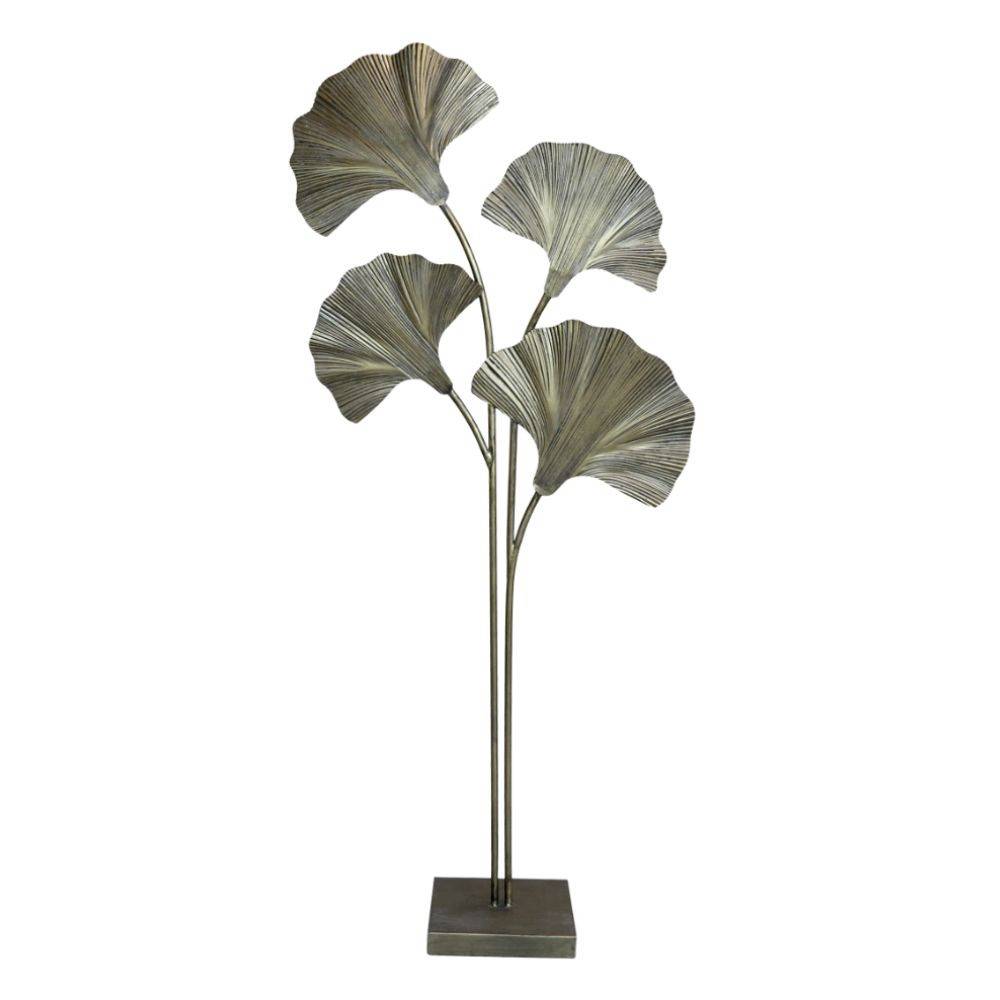 Chemin De Campagne - Lampadaire 4 feuilles ginko en métal laiton antique 65 x 25 x 150 cm Chemin de campagne - Image 1