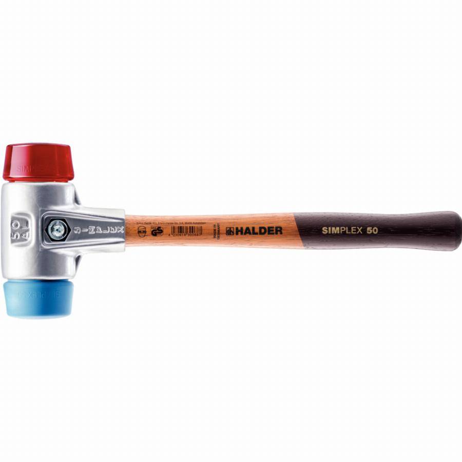 Maillet HALDER SIMPLEX TPE souple / plastique avec boîtier en aluminium et manche en bois - D=50 mm - 3116.050