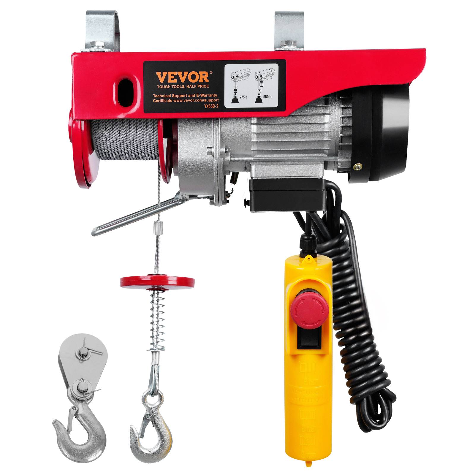 VEVOR Treuil électrique 250kg, télécommande filaire, 510W, câble 12m, pour ateliers et usines. - Image 1