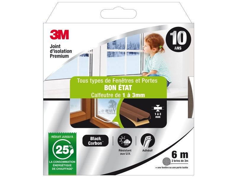Joint Porte/Fenêtre Universel Bon Etat Premium 1 à 3 mm x 6m Marron 3M