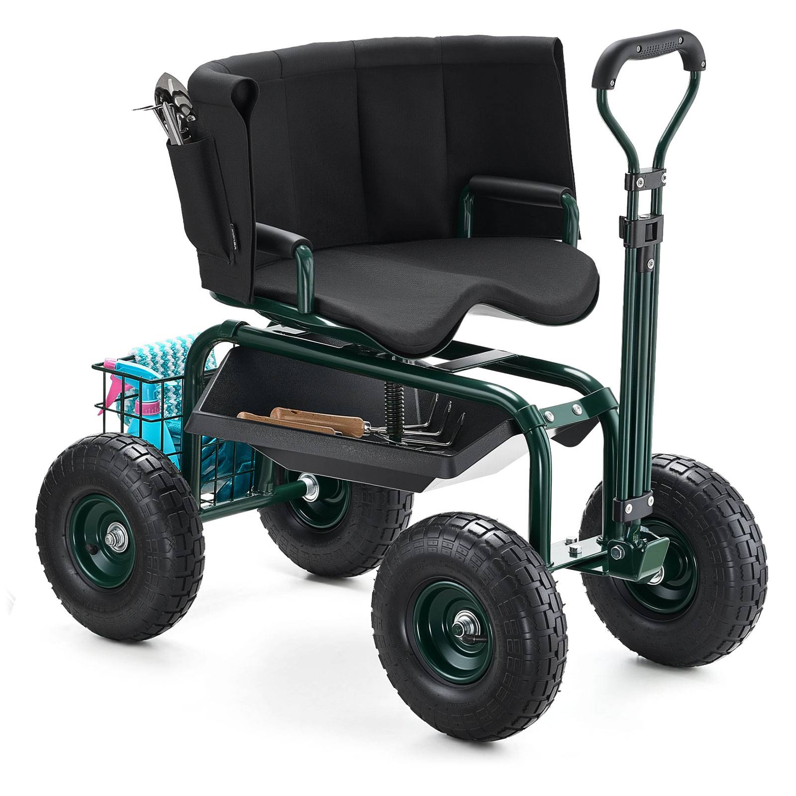 VEVOR Siège Jardin Roulant Tabouret Jardinage sur Roues à Dossier avec Poignée - Image 1