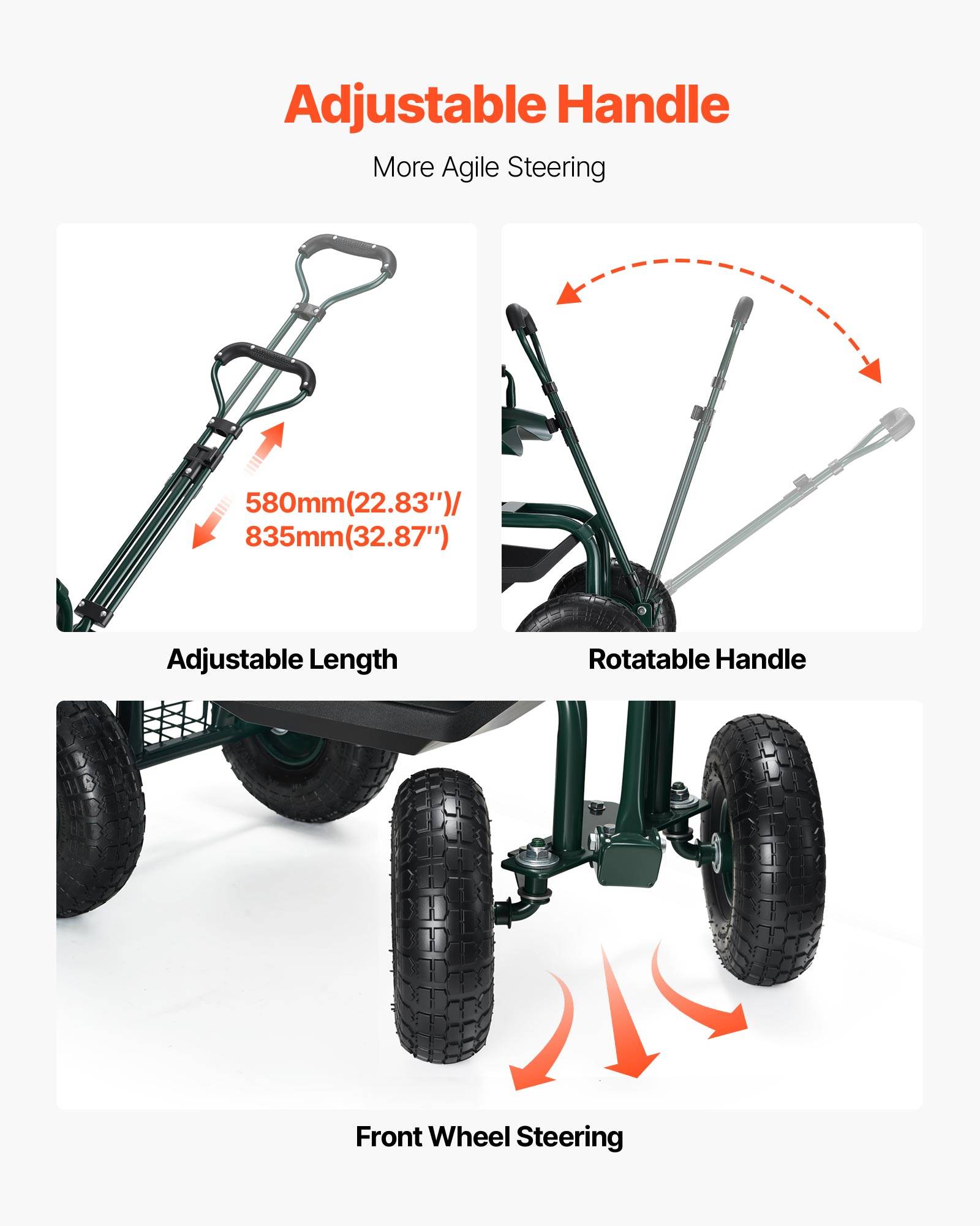 VEVOR Siège Jardin Roulant Tabouret Jardinage sur Roues à Dossier avec Poignée - Image 3
