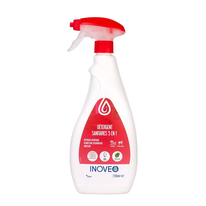 Inoveo Détergent Sanitaires 5en1 ecocert Flacon de 750ml - Lot de 36 - Pollet Sa