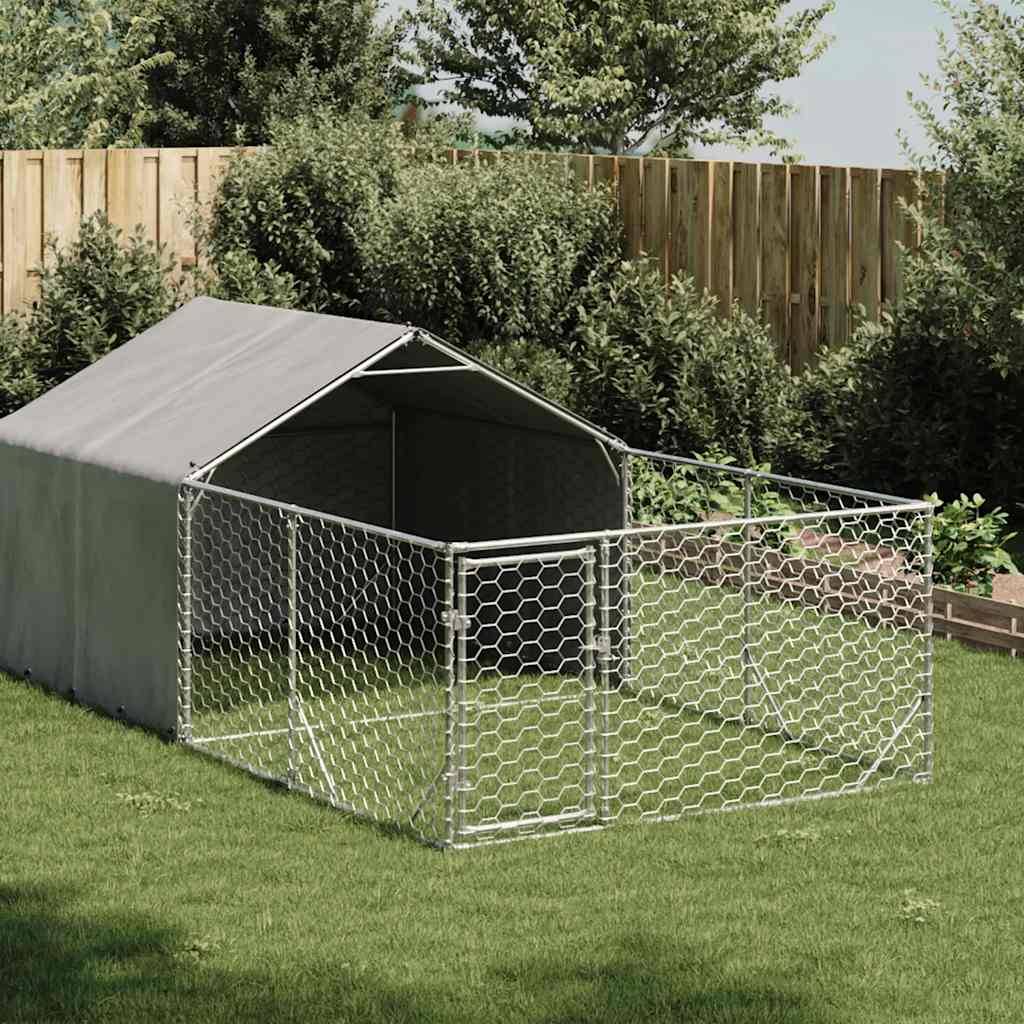 Chenil extérieur pour chien en acier galvanisé avec abri 4x2x1,5 m – ComfortXL Pet Living - Image 1