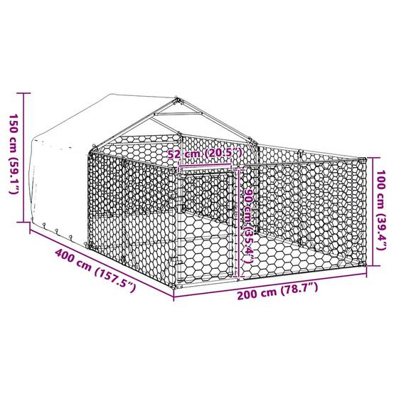 Chenil extérieur pour chien en acier galvanisé avec abri 4x2x1,5 m – ComfortXL Pet Living - Image 8