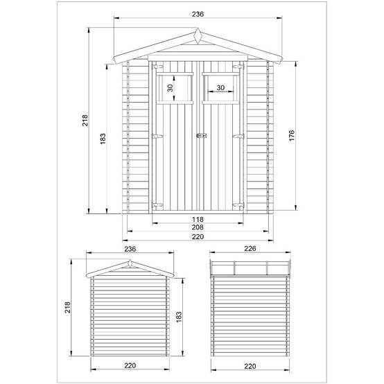Timbela - Abri de jardin en bois - Stockage extérieur I236xL226xH218 cm/ 4.33 m² - Petit abri à outils, Local à vélos - 19 mm d’épaisseur - Timbela M369 - Image 5