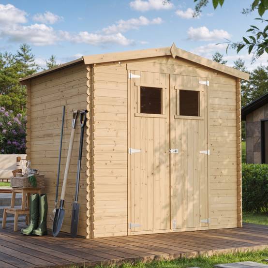Timbela - Abri de jardin en bois - Stockage extérieur I236xL226xH218 cm/ 4.33 m² - Petit abri à outils, Local à vélos - 19 mm d’épaisseur - Timbela M369 - Image 1