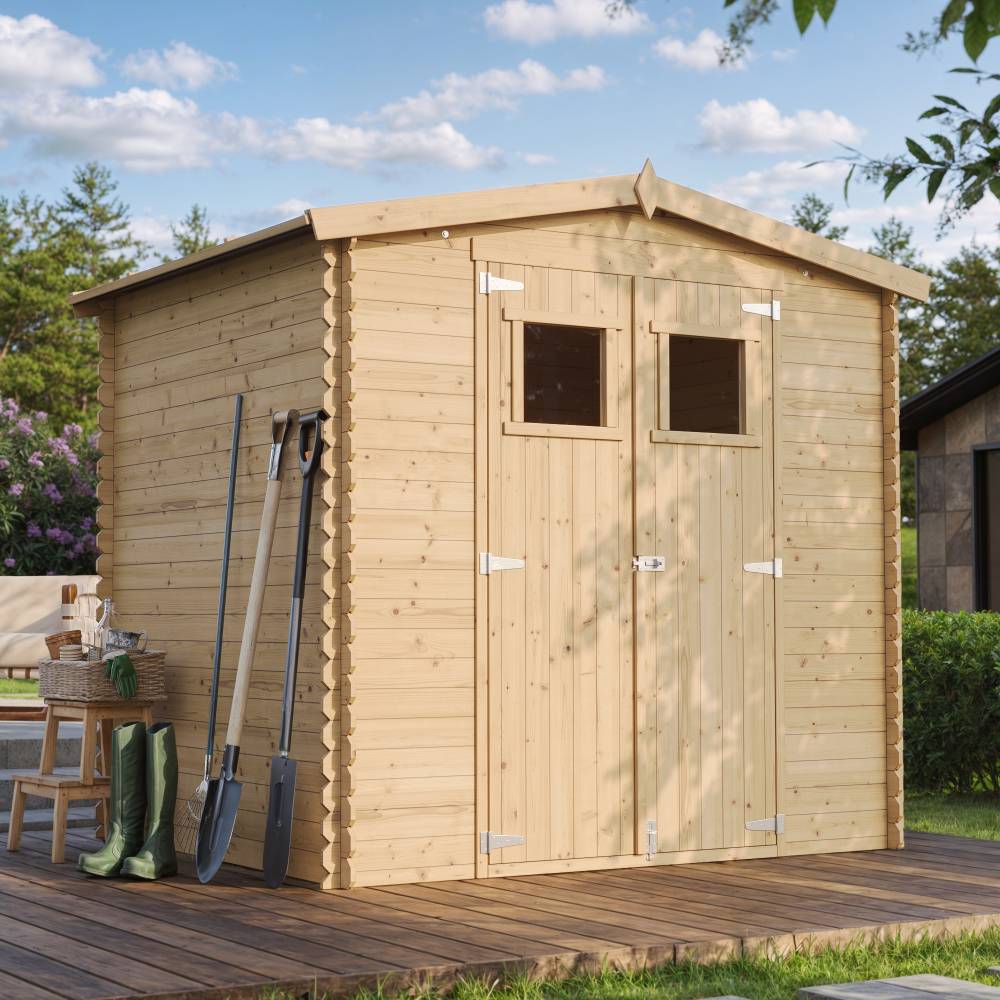 Timbela - Abri de jardin en bois - Stockage extérieur I236xL226xH218 cm/ 4.33 m² - Petit abri à outils, Local à vélos - 19 mm d’épaisseur - Timbela M369 - Image 1