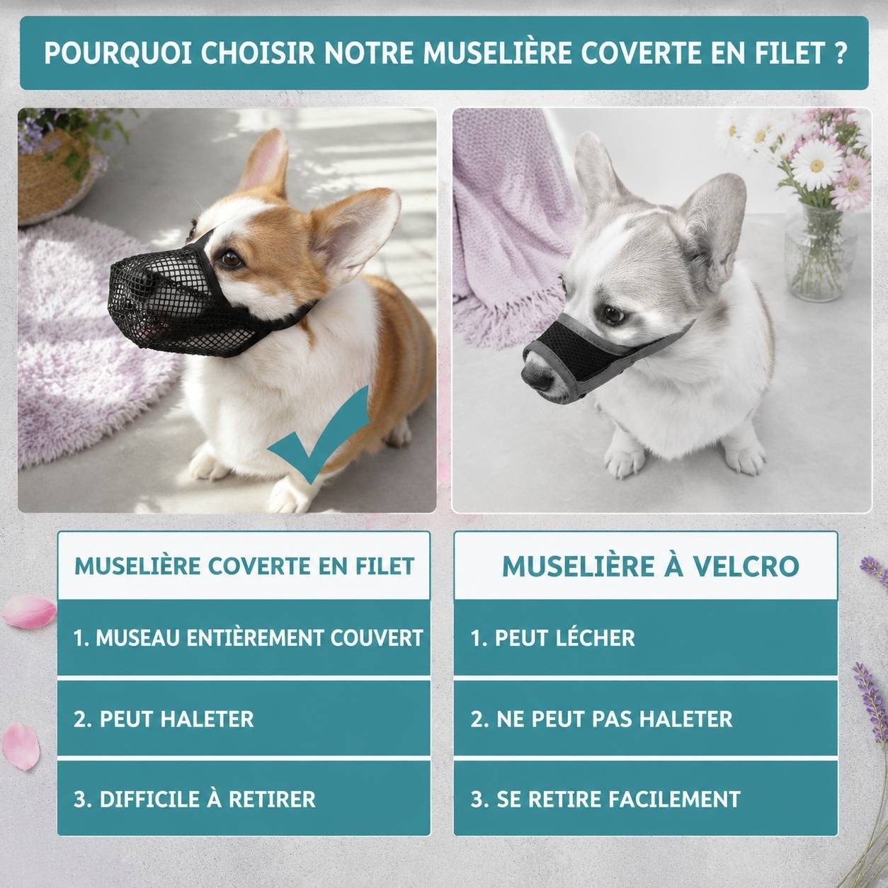 Musaquet pour Chien Respirant en Maille Douce Réglable à Scratch pour Grand Moyen Petit Chien - Image 6