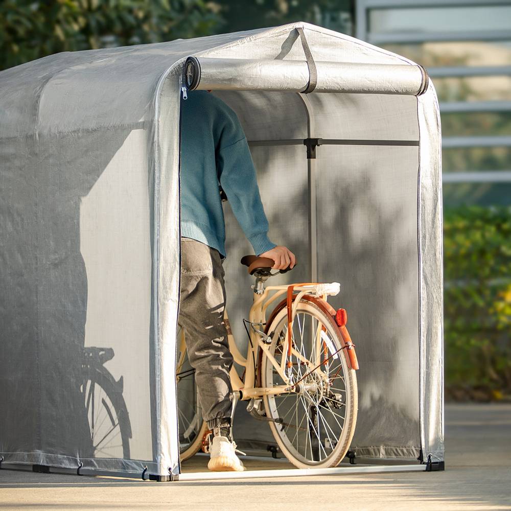 Abri de Jardin Abri de Vélo Argent L.176 x l.120 x H.163 cm SoBuy - Image 4