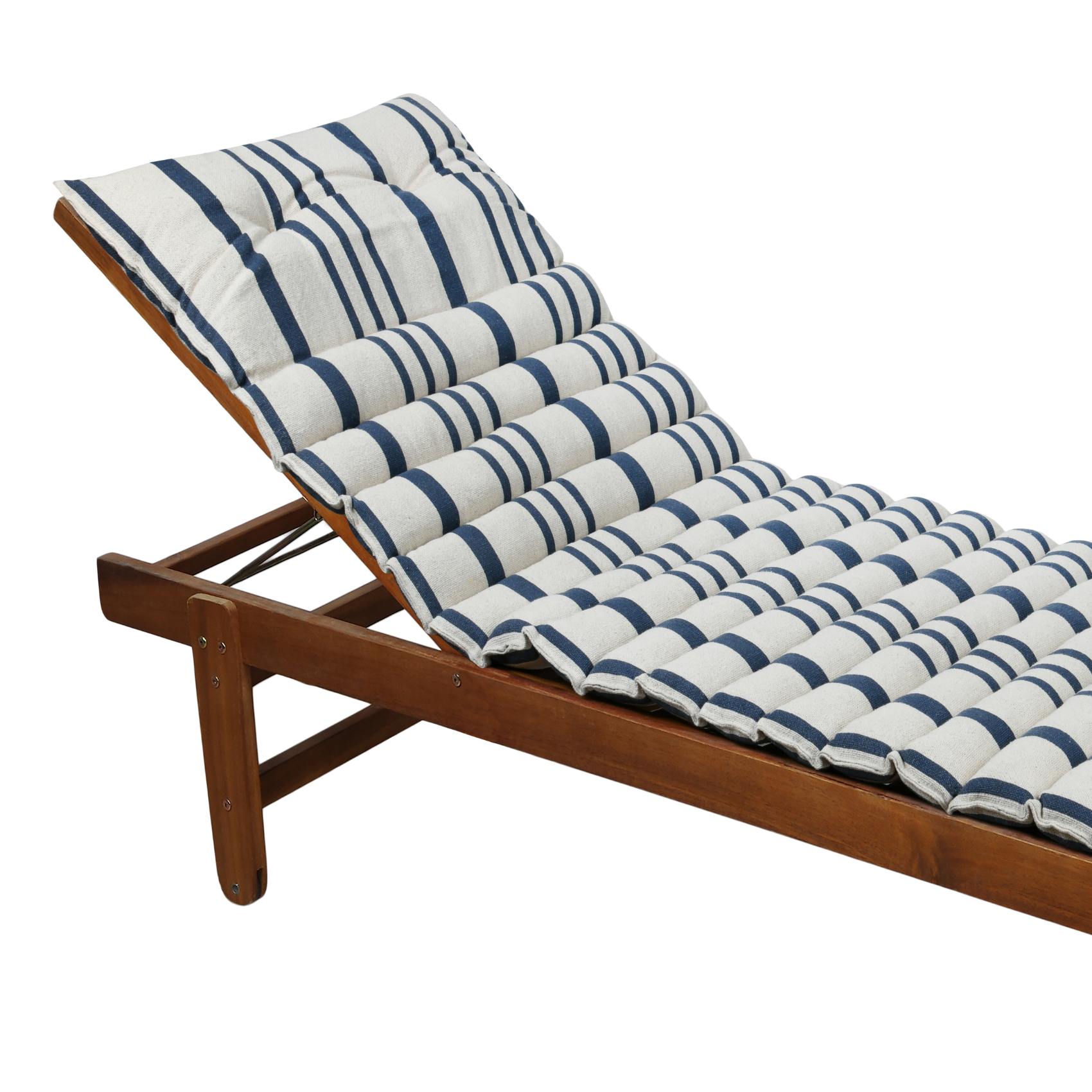 Lovely Casa - Matelas bain de soleil extérieur à rayures - LOVELY CASA - Coton - Bleu - Image 2
