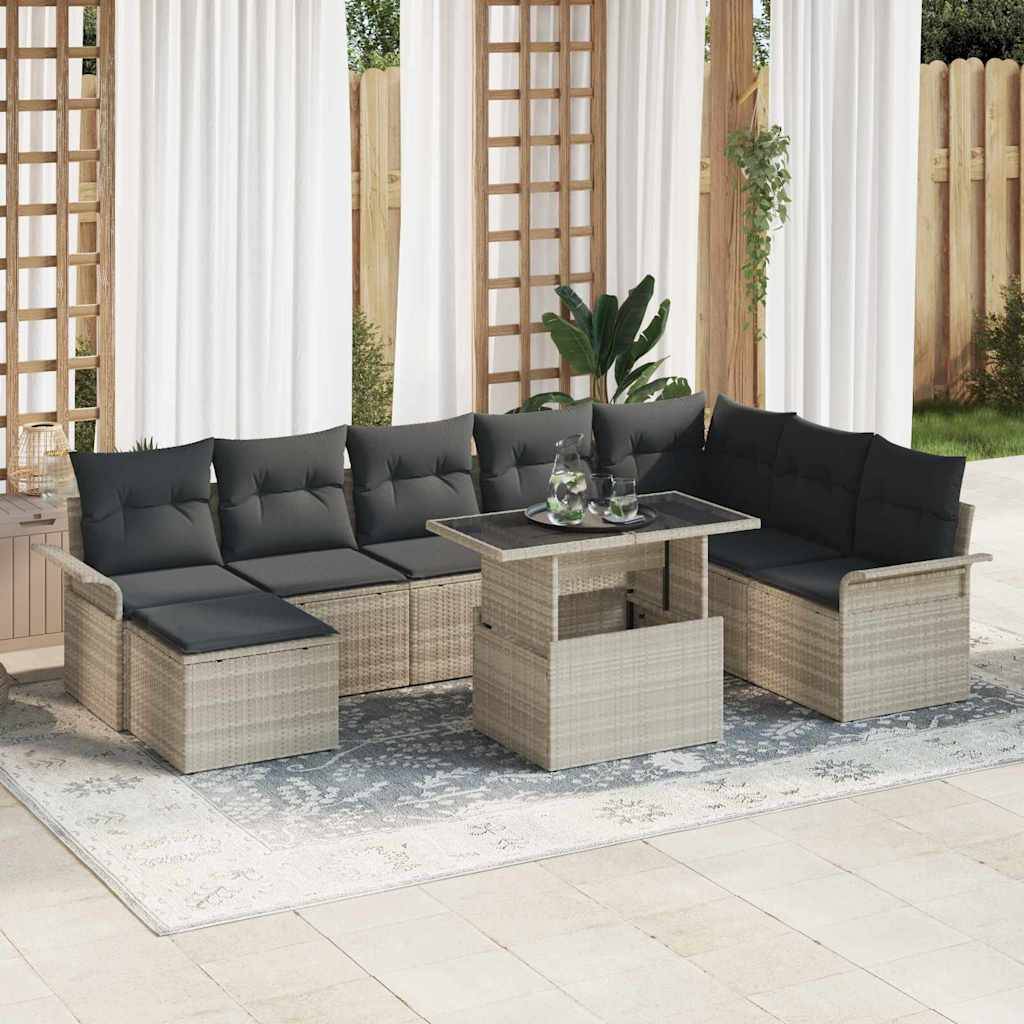 Vidaxl - Ensemble de canapé de jardin 9 pcs Gris clair polyrotin vidaXL 3348338 - Image 1