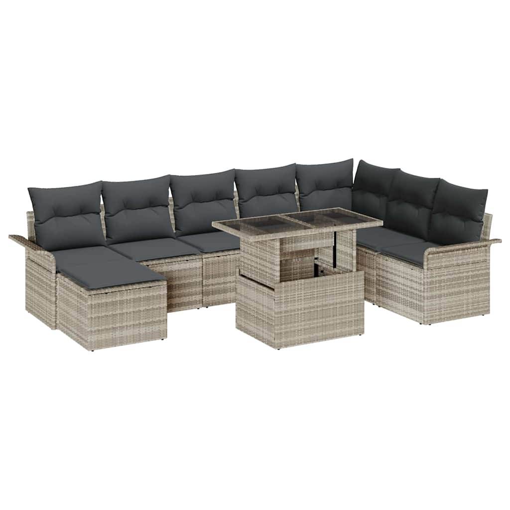 Vidaxl - Ensemble de canapé de jardin 9 pcs Gris clair polyrotin vidaXL 3348338 - Image 2