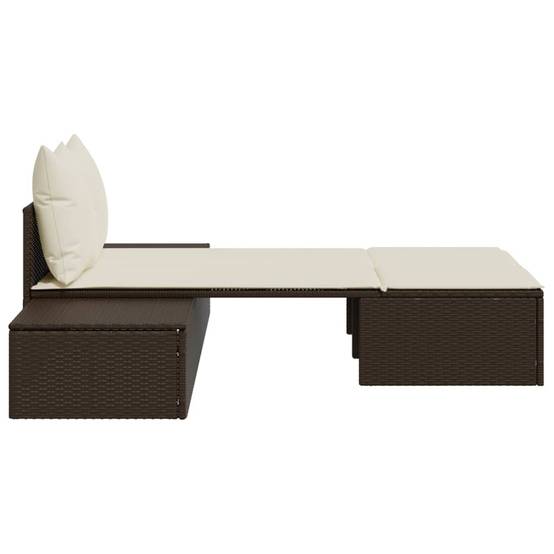 Chaise longue double résine tressée marron avec coussins 104 x 162 x 30 cm - PANGIVO - Image 5